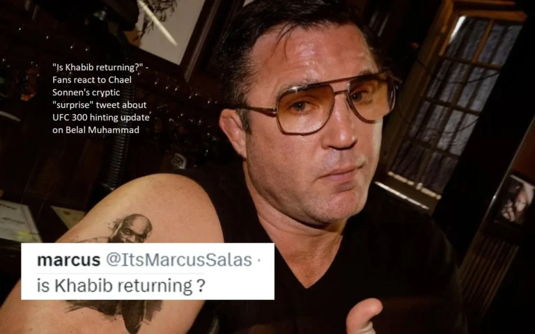 “Is Khabib returning?” Commentary from fans in response to Chael Sonnen’s mysterious “surprise” tweet regarding UFC 300, which hinted to an update on Belal Muhammad