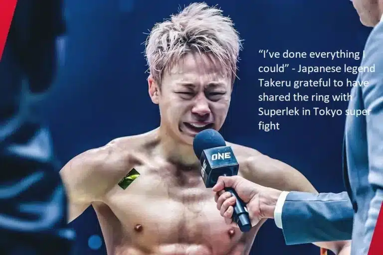 “I’ve done everything I could,” said the legendary Japanese boxer Takeru, who expressed his gratitude for the opportunity to compete alongside Superlek in the Tokyo super fight.