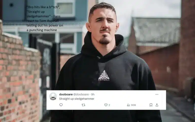 “Bro hits like a b*tch” and “Straight up sledgehammer” are the reactions of fans to Tom Aspinall’s demonstration of his power on a punching machine.