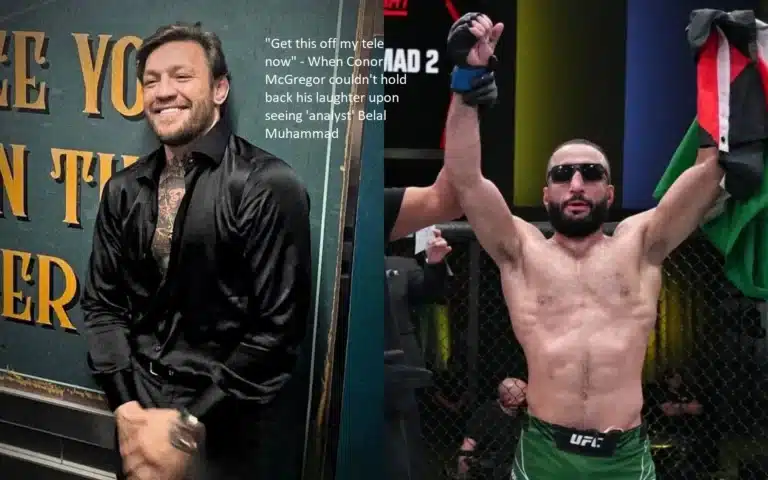 “Get this off my television now,” Conor McGregor said when he couldn’t contain his laughter upon witnessing Belal Muhammad, who was referred to as a “analyst.”