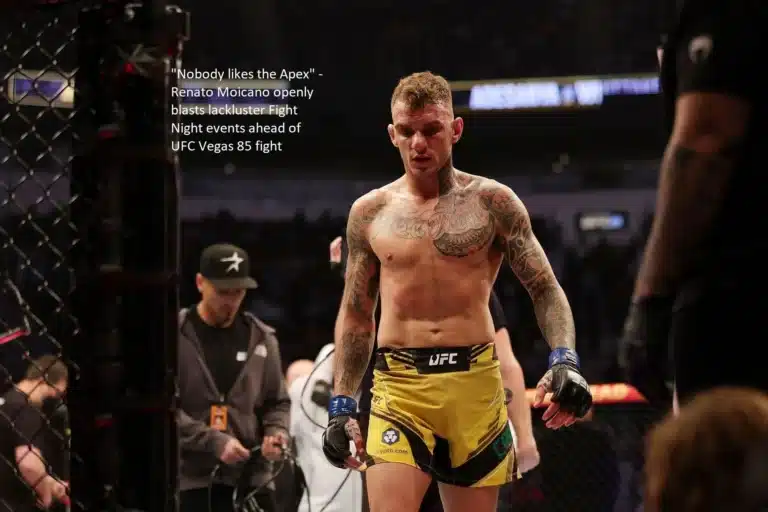 In advance of the UFC Vegas 85 fight, Renato Moicano voiced his outspoken criticism of the mediocre Fight Night events, saying, “Nobody likes the Apex.”