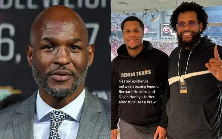A heated argument between boxing star Bernard Hopkins and Devin Haney’s father almost leads to a fight between the two involved.