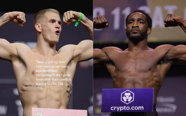 Fans react to Ian Garry and Geoff Neal reuniting in the fighter hotel following their disagreements that led to UFC 298. “Neal is soft for that,” fans say.