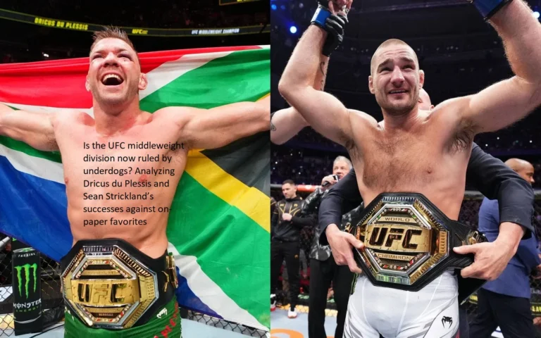When it comes to the UFC middleweight division, are underdogs currently in control? An examination of the achievements of Dricus du Plessis and Sean Strickland in comparison to the conventional favorites