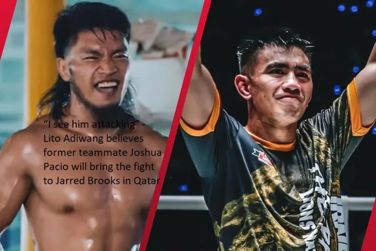 Lito Adiwang is confident that his old teammate Joshua Pacio would bring the battle to Jarred Brooks in Qatar. “I see him attacking,” Adiwang said referring to Pacio.
